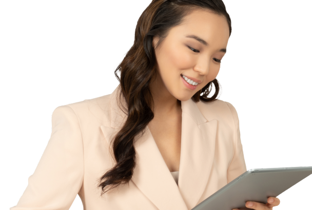 Smiling businesswoman using digital tablet